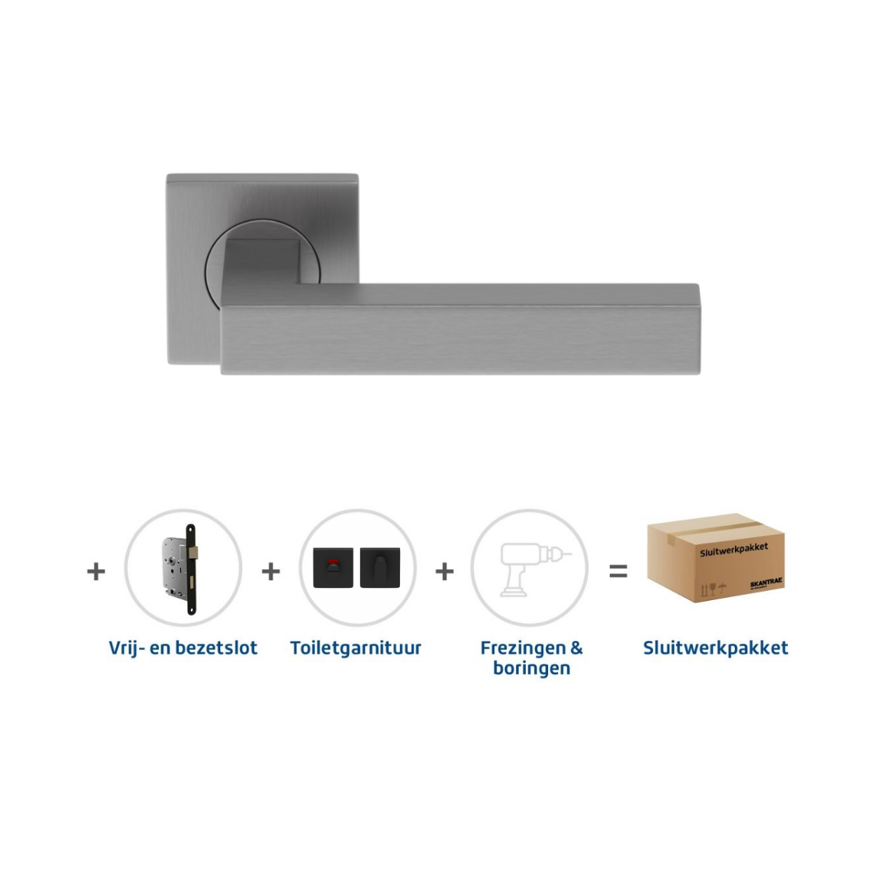 Sluitwerkpakketten met Deurkruk Squared 16 Regular RVS